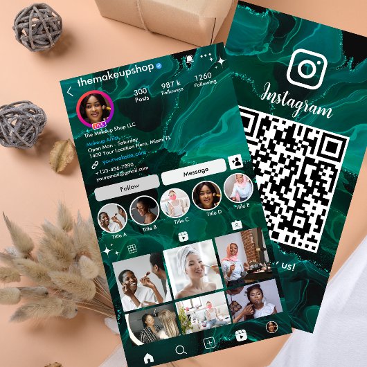 Cute Green Marble | QR Visitekaartje