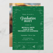 Cute Green Math Hand-Lettering Photo Graduation Kaart (Voorkant / Achterkant)