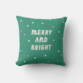 Cute Green Merry & Bright Confetti Christmas  Kussen