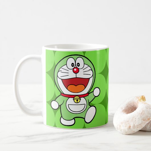 Cute Green Mini Doraemon Anime Koffiemok (Met donut)