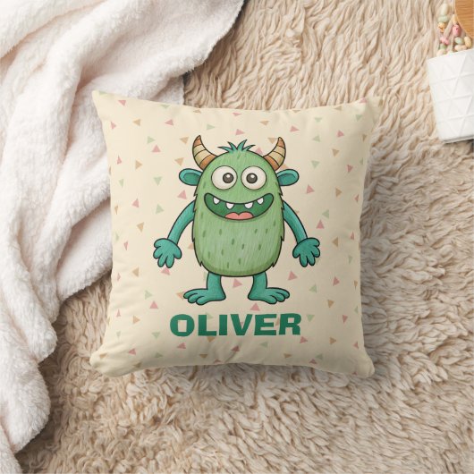 Cute Green Monster, gepersonaliseerd Kussen (Deken)