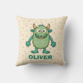 Cute Green Monster, gepersonaliseerd Kussen (Achterkant)
