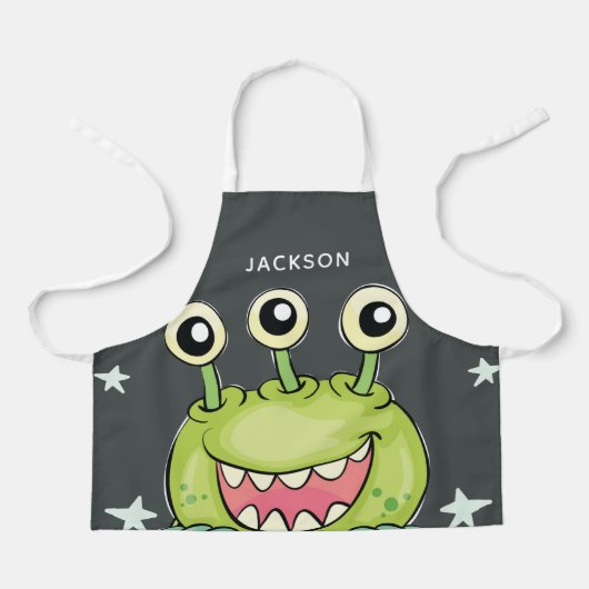 Cute Green Monster, gepersonaliseerd Schort (Voorkant)