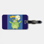 Cute Green Monster Halloween Boo Bagagelabel (Achterkant horizontaal)