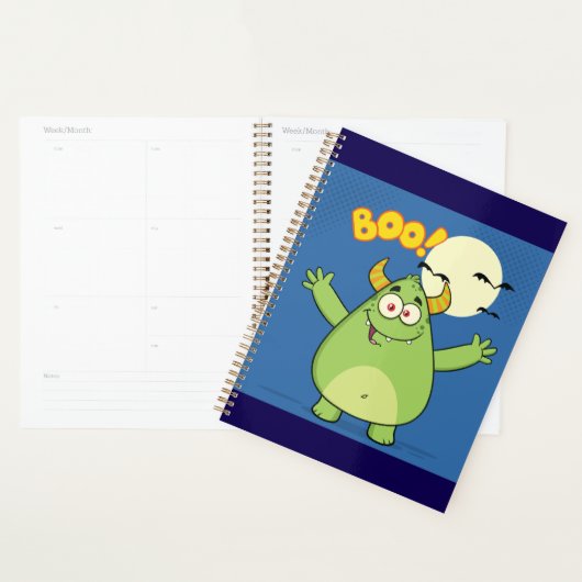Cute Green Monster Halloween Boo Planner (Display)