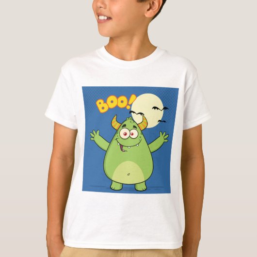 Cute Green Monster Halloween Boo T-shirt (Voorkant)