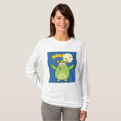 Cute Green Monster Halloween Boo T-shirt (Voorkant volledig)