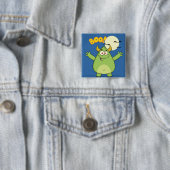 Cute Green Monster Halloween Boo Vierkante Button 5,1 Cm (In situ)