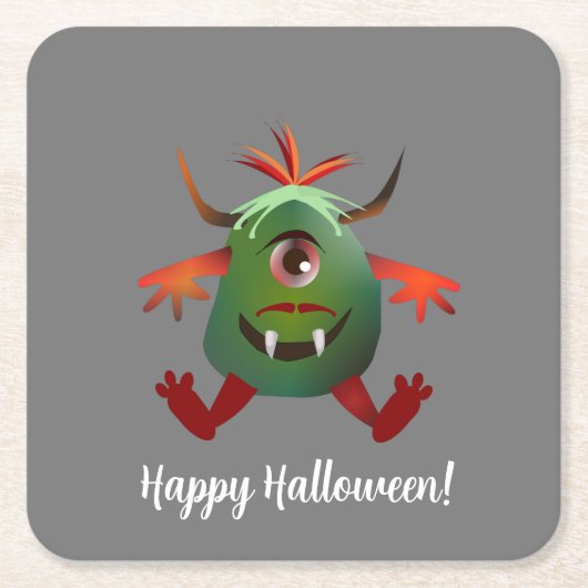 Cute green monster Paper Onderzetter (Voorkant)