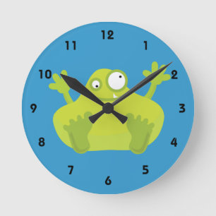 Cute Green Monster Ronde Klok