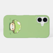 Cute Green Mushroom – Whimsical Nature iPhone Case 16 Hoesje (Achterkant horizontaal)