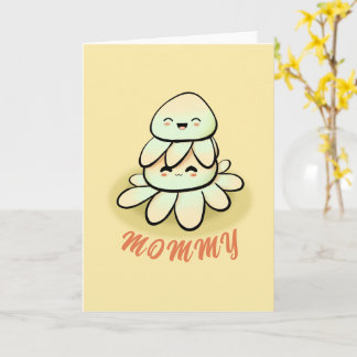 cute green octopus mother Card Kaart