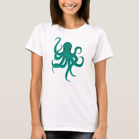 Cute Green Octopus T-shirt (Voorkant)