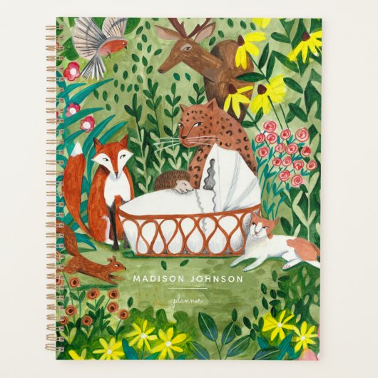 Cute Green Oerwoud Animals-planner Planner (Voorkant)