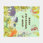 Cute Green Oranje Blue Waterverf Oerwoud Animals Fleece Deken (Voorkant (Horizontaal))