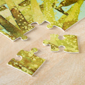 Cute Green Oranje Blue Waterverf Oerwoud Animals Legpuzzel (Zijkant)