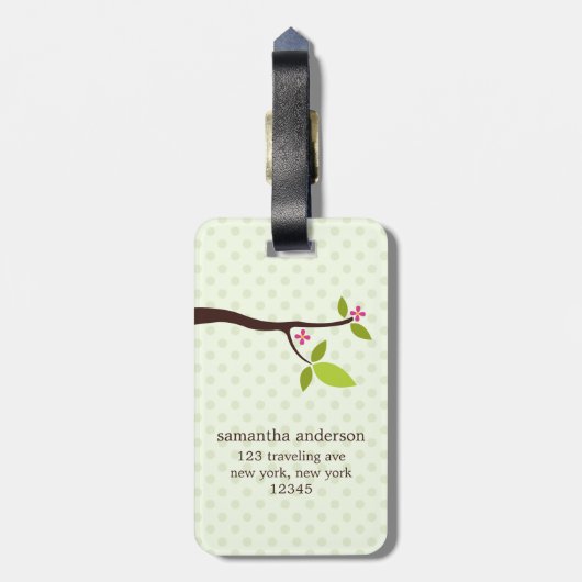 Cute Green Owl Bagagelabel (Achterkant verticaal)