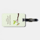 Cute Green Owl Bagagelabel (Achterkant horizontaal)