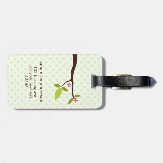 Cute Green Owl Bagagelabel (Achterkant horizontaal)