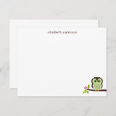 Cute Green Owl Bedankt Opmerkingen Kaart (Voorkant / Achterkant)