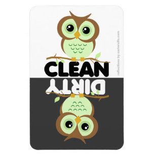 Cute Green Owl Dishwasher Magnet Magneet