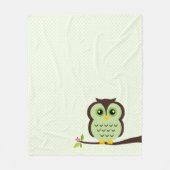 Cute Green Owl Fleece Deken (Voorkant)