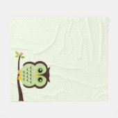 Cute Green Owl Fleece Deken (Voorkant (Horizontaal))