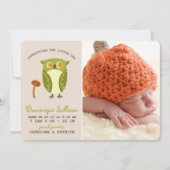 Cute Green Owl Foto Birth Announance Aankondiging (Voorkant)