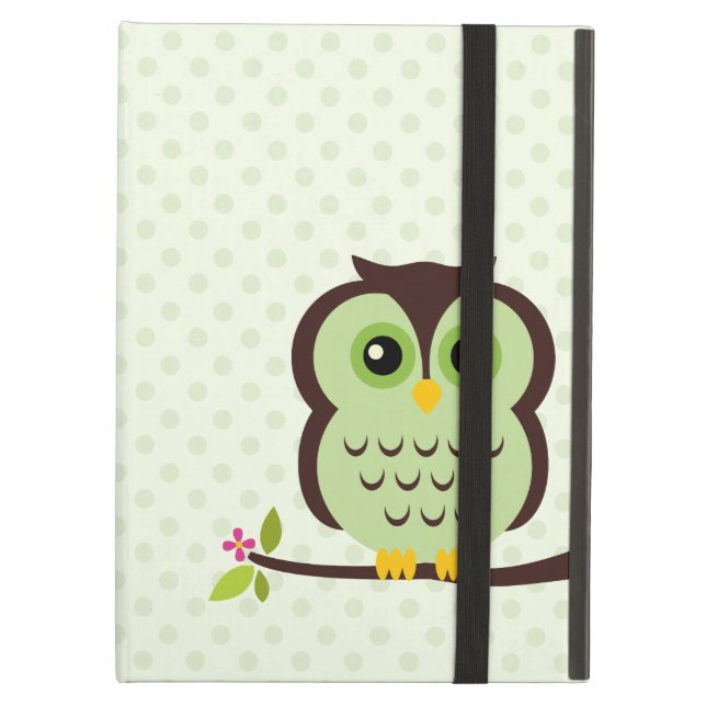 Cute Green Owl iPad Air Hoesje (Voorkant Gesloten)