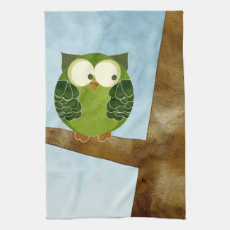 Cute Green Owl Kitchen Towel Theedoek