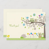 Cute Green Owl Neutral Baby shower Bedankt kaarten (Voorkant / Achterkant)