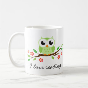 Cute green owl op de bloemenbranche waar ik van ho koffiemok