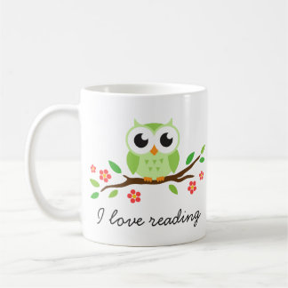 Cute green owl op de bloemenbranche waar ik van ho koffiemok
