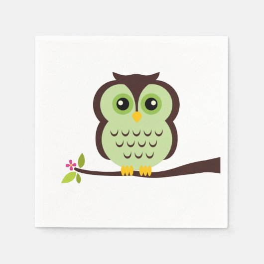 Cute Green Owl Servet (Voorkant)