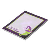 Cute Green Paars Halloween Cat Notitieblok (Linkerzijde)