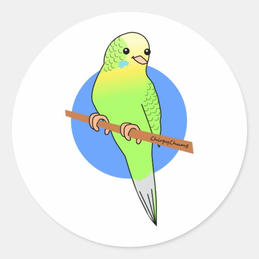 Cute Green Parakeet Ronde Sticker (Voorkant)