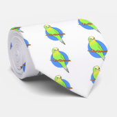 Cute Green Parakeet Stropdas (Opgerold)