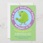 Cute green parkiet cartoon illustratie 5 jaar i kaart (Voorkant)