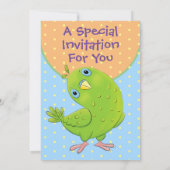 Cute green parkiet cartoon illustratie 5 jaar i kaart (Achterkant)