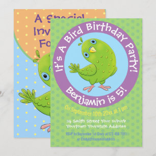 Cute green parkiet cartoon illustratie 5 jaar i kaart