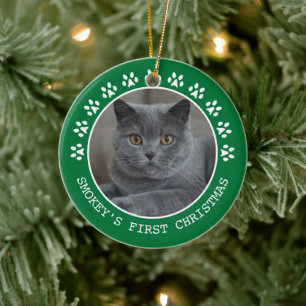 Cute Green Paw Prints Lijst kerst Keramisch Ornament