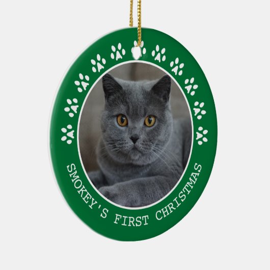 Cute Green Paw Prints Lijst kerst Keramisch Ornament (Rechts)