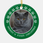 Cute Green Paw Prints Lijst kerst Keramisch Ornament (Voorkant)