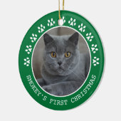 Cute Green Paw Prints Lijst kerst Keramisch Ornament (Links)