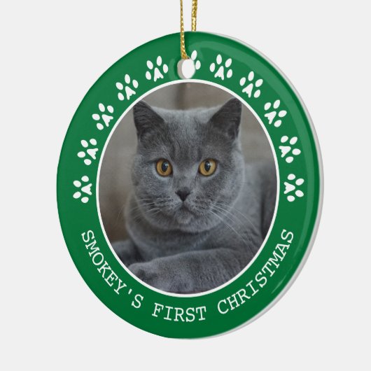 Cute Green Paw Prints Lijst kerst Keramisch Ornament (Links)