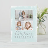 Cute Green Photo Collage Religieuze Kerstmis Feestdagenkaart (Staand voorkant)