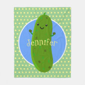 Cute green pickle komkommer cartoon illustratie fleece deken (Voorkant)