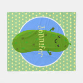 Cute green pickle komkommer cartoon illustratie fleece deken (Voorkant (Horizontaal))