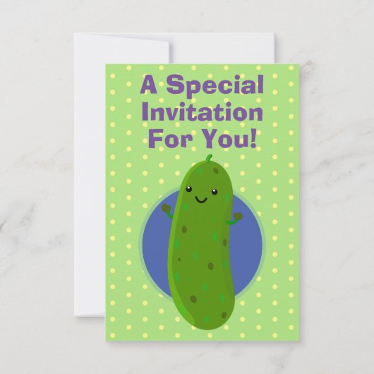 Cute green pickle komkommer cartoon illustratie kaart (Achterkant)