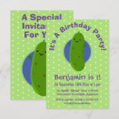 Cute green pickle komkommer cartoon illustratie kaart (Voorkant / Achterkant)